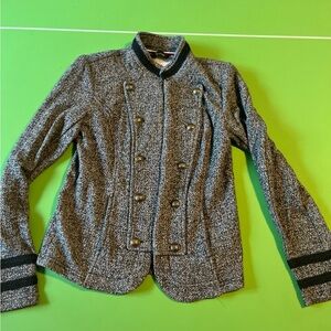 Womens Tommy Hilfiger Black and Gray Double-Breasted Blazer.